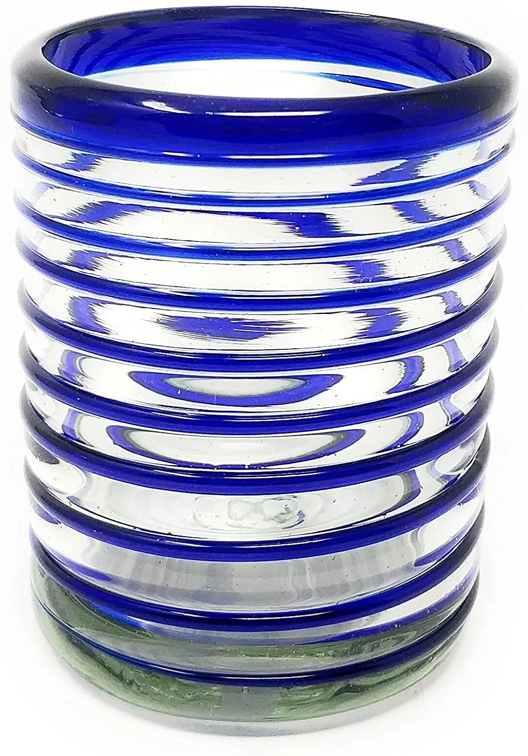 Blue Spiral Design Tumbler Glasses - Set of 6 (10 oz each) by Dos Sueños