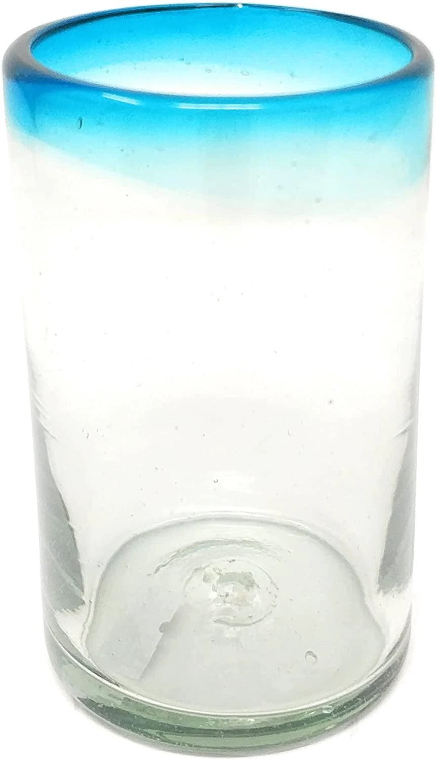 Aqua Rim Drinking Glasses - Set of 6 (14 oz each) by Dos Sueños