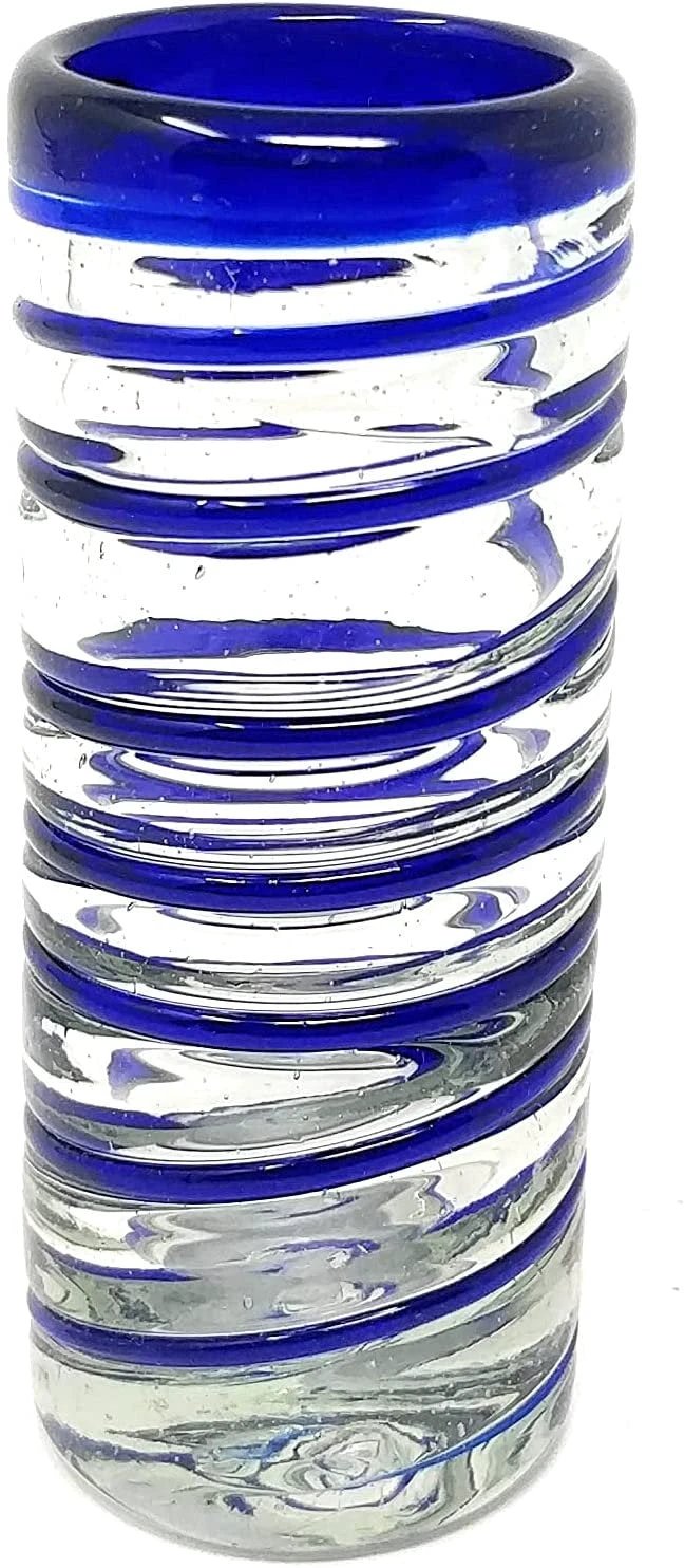 Cobalt Blue Spiral Tequila Shot Glasses - Set of 6 (2 oz each) by Dos Sueños