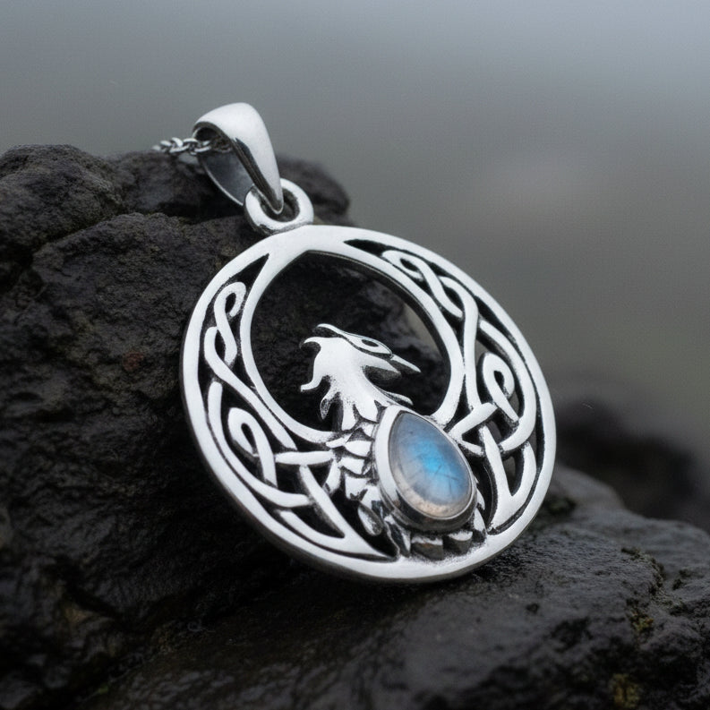 Celtic Rising Phoenix Necklace in Sterling Silver