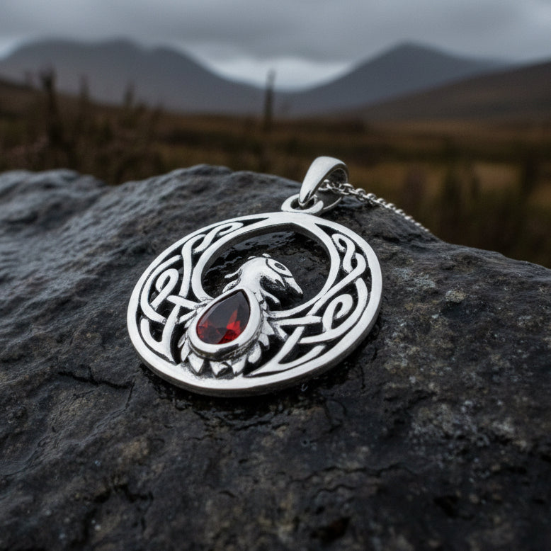 Celtic Rising Phoenix Necklace in Sterling Silver