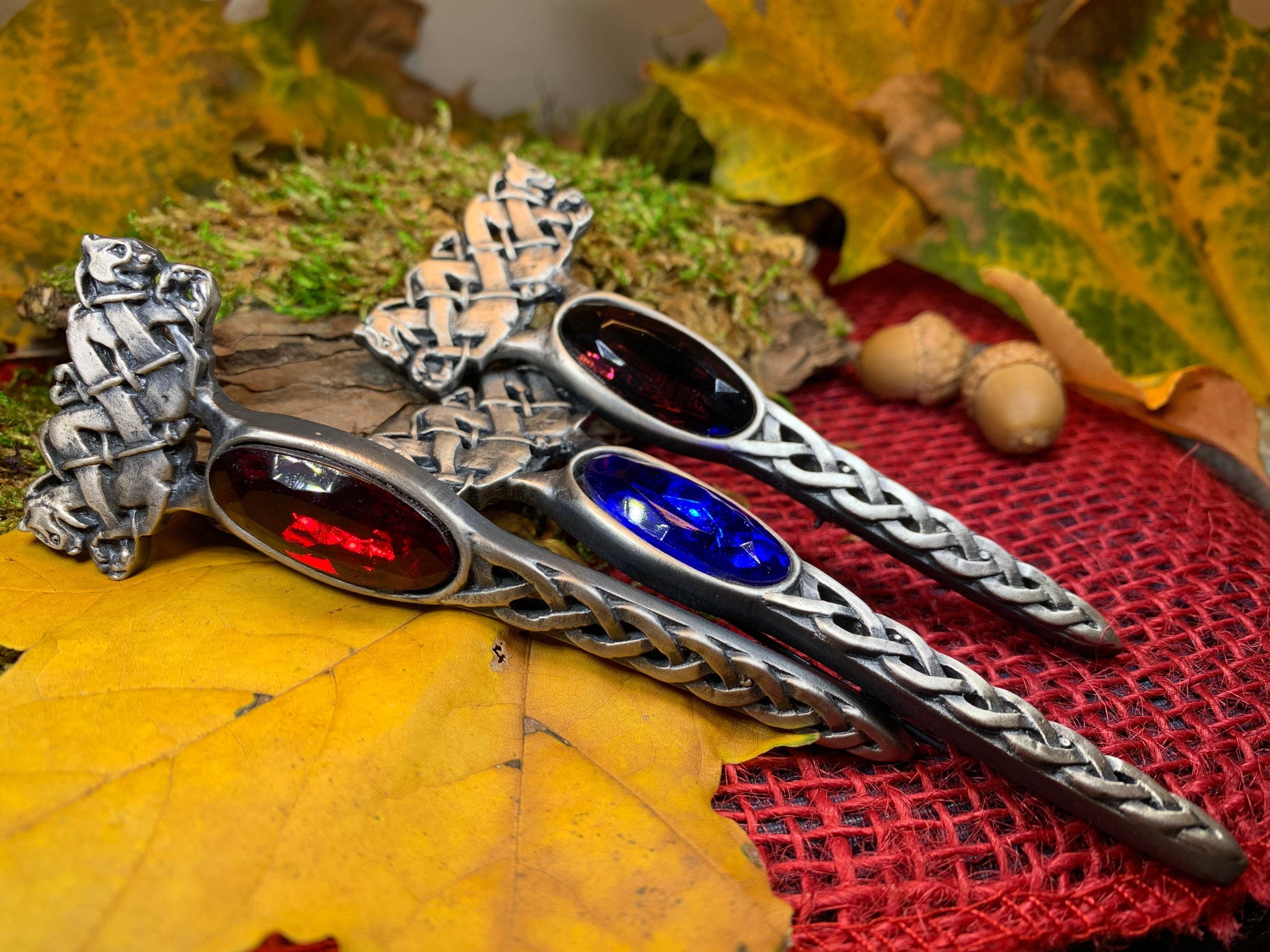 Celtic Dragon Crystal Kilt Pin - Handmade in Scotland