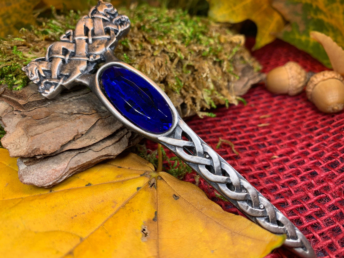 Celtic Dragon Crystal Kilt Pin - Handmade in Scotland