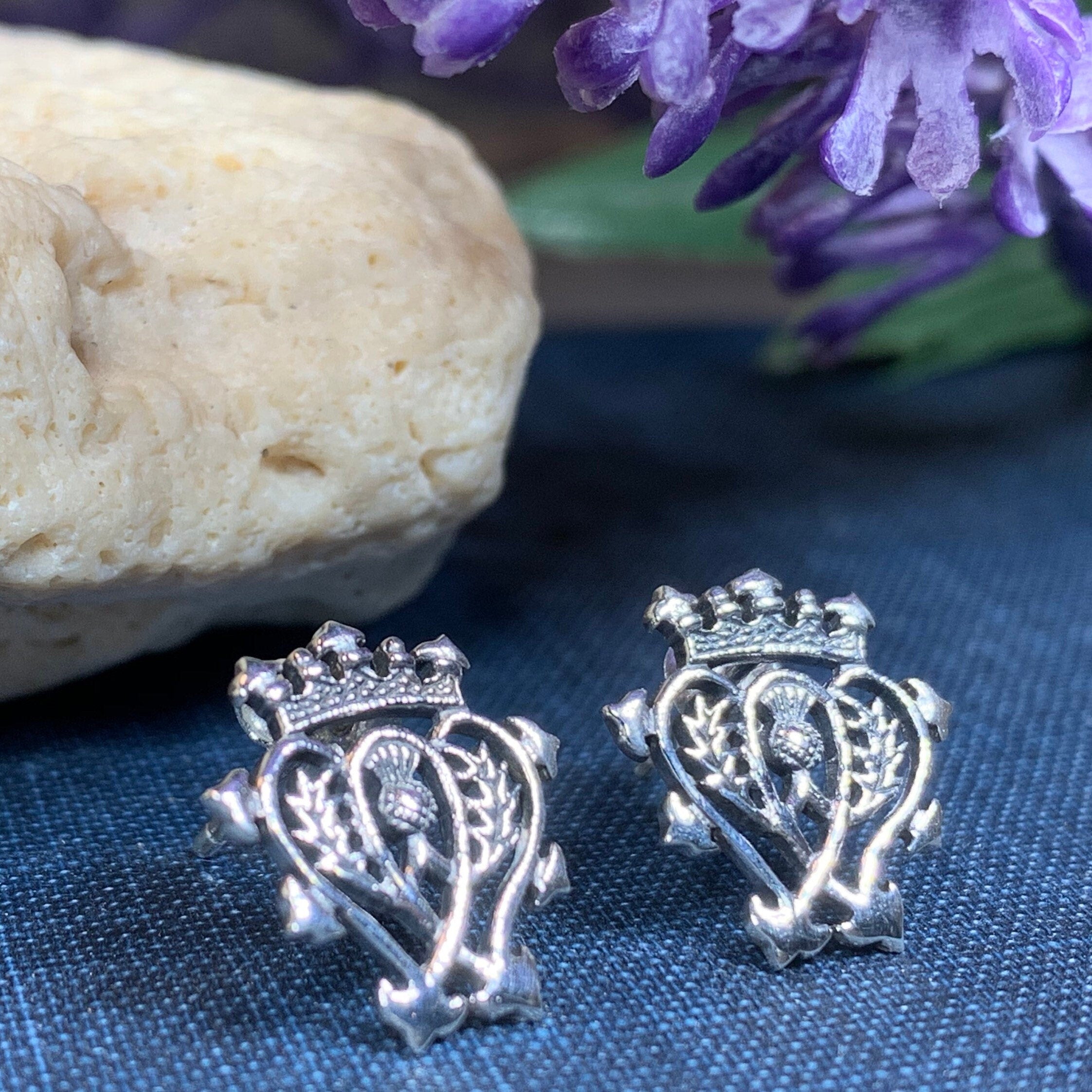 Scottish Luckenbooth Post Earrings in Sterling Silver