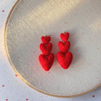 Three Tiered Heart Felt Dangle Earrings by honeyloomdesigns
