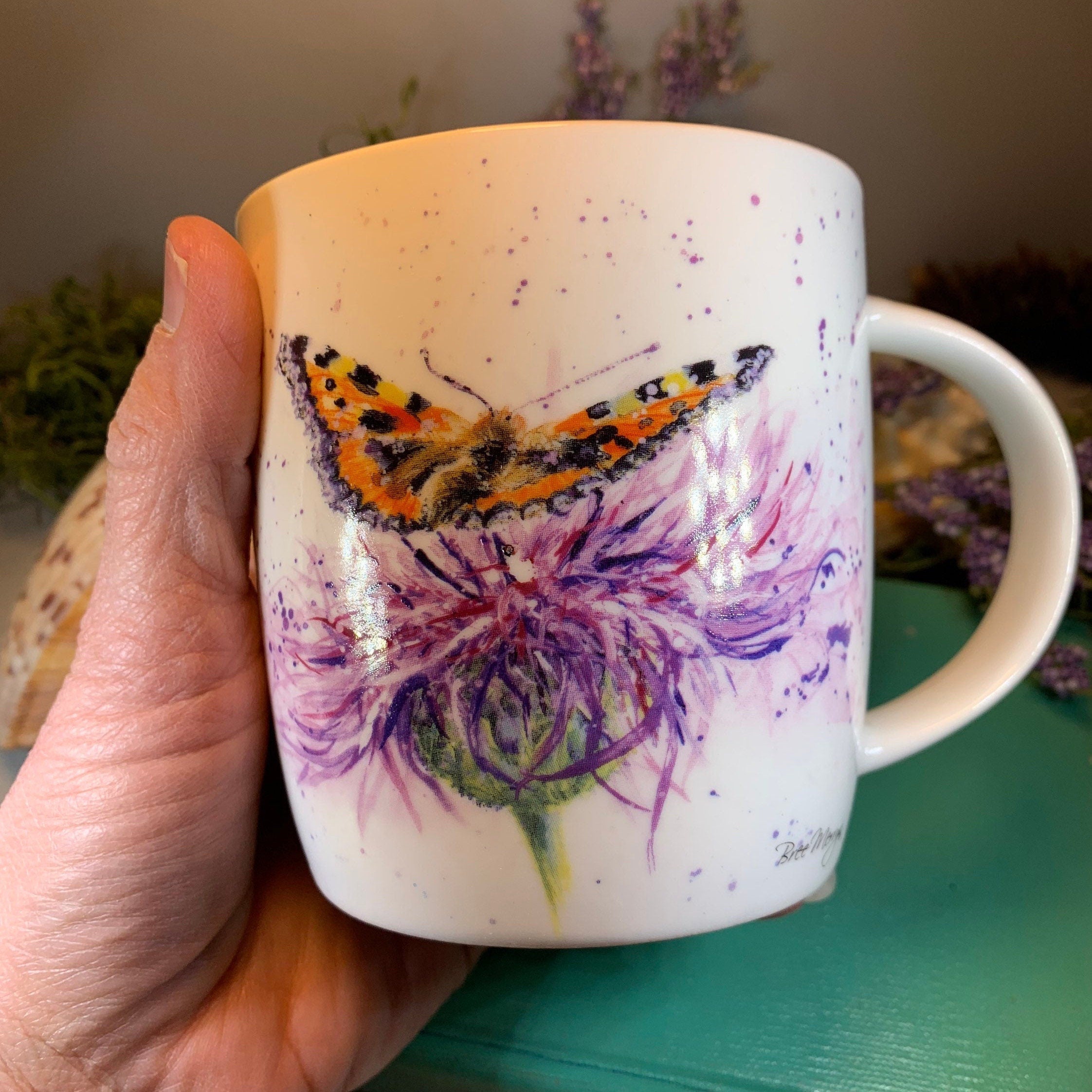 Bree Merryn Scottish Thistle & Butterfly Mug