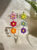 Rainbow Flower Power Earrings by honeyloomdesigns