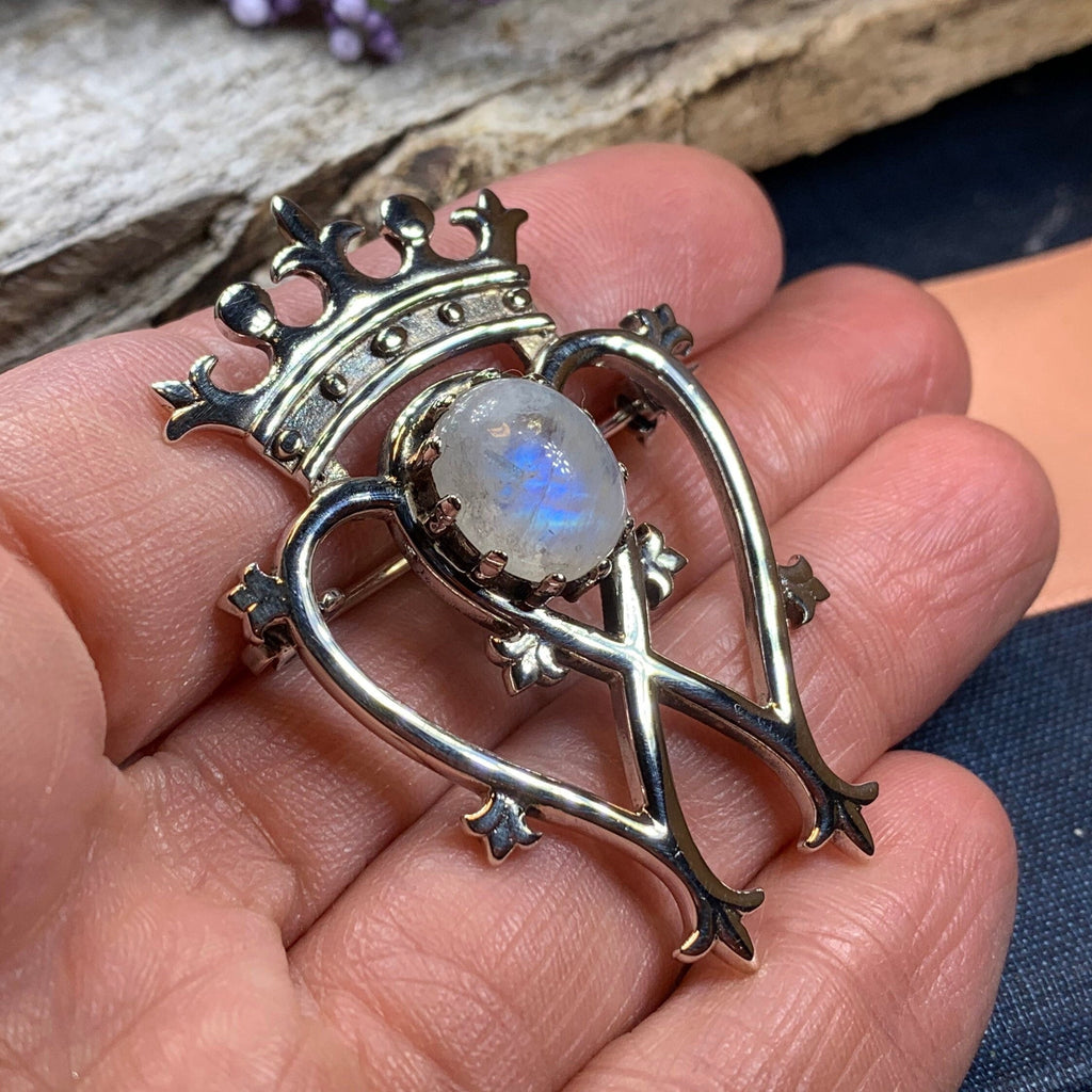 Holyrood Moonstone Luckenbooth Brooch in Sterling Silver