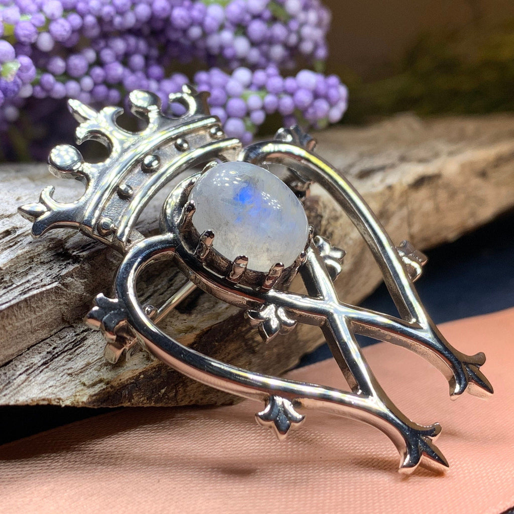 Holyrood Moonstone Luckenbooth Brooch in Sterling Silver