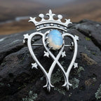 Holyrood Moonstone Luckenbooth Brooch in Sterling Silver
