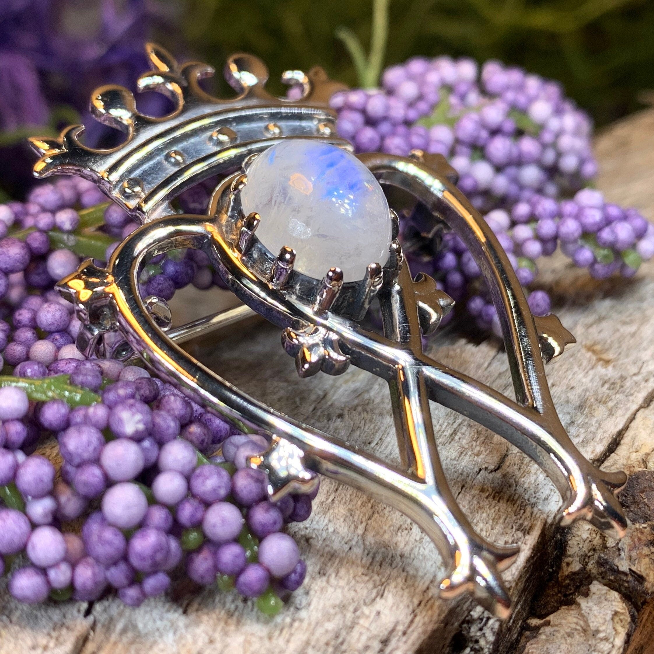 Holyrood Moonstone Luckenbooth Brooch in Sterling Silver