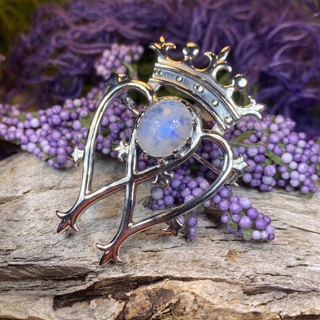 Holyrood Moonstone Luckenbooth Brooch in Sterling Silver