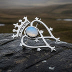 Holyrood Moonstone Luckenbooth Brooch in Sterling Silver