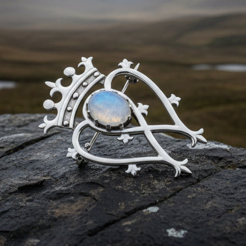 Holyrood Moonstone Luckenbooth Brooch in Sterling Silver