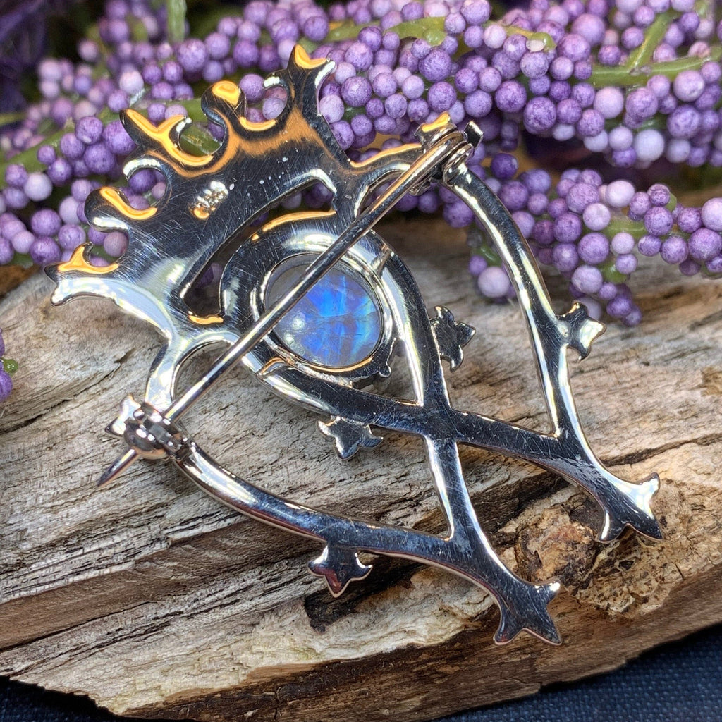 Holyrood Moonstone Luckenbooth Brooch in Sterling Silver