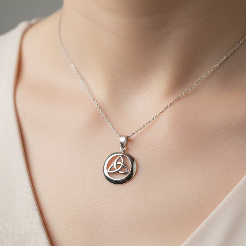 Trinity Knot Celtic Necklace in Sterling Silver