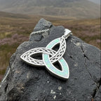 Fire Opal Celtic Knot Necklace in Sterling Silver