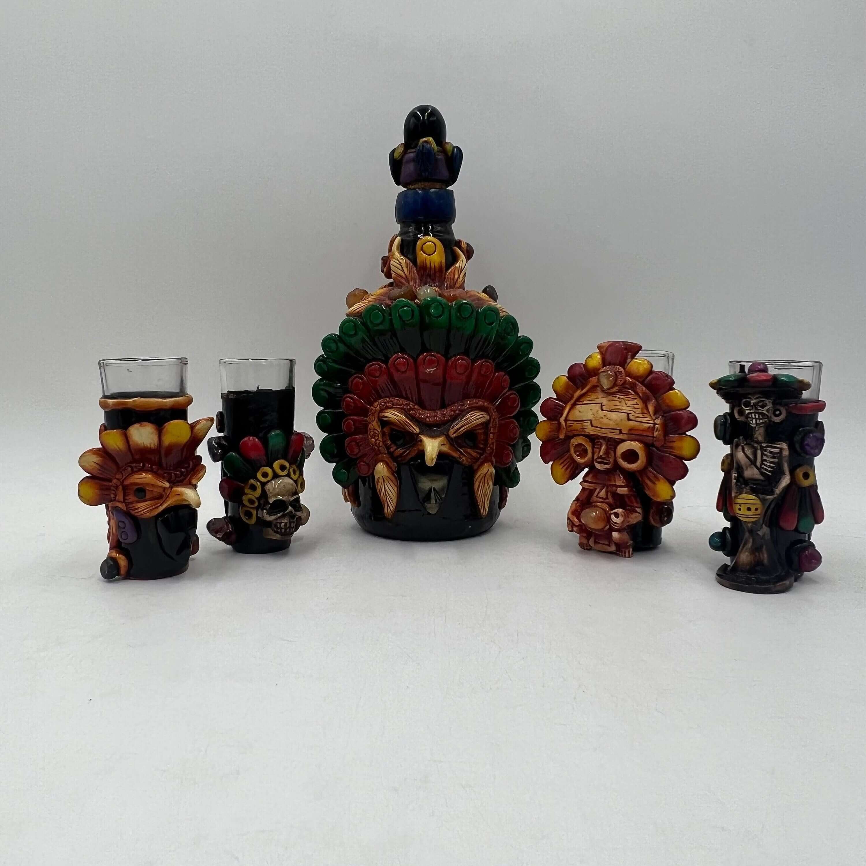 Handcrafted Mexican Shot Glass | Aztec Warrior Design
