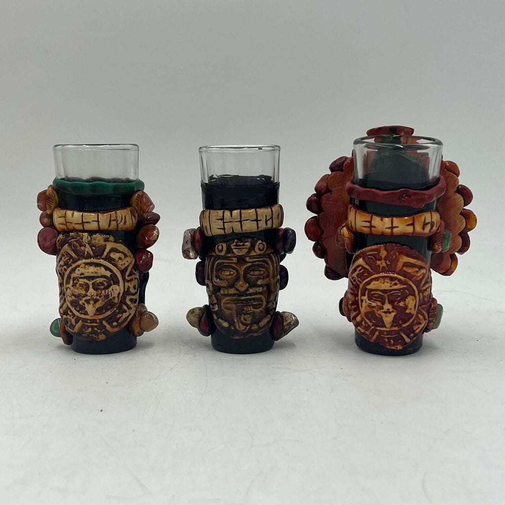 Handcrafted Mexican Shot Glass | Aztec Warrior Design