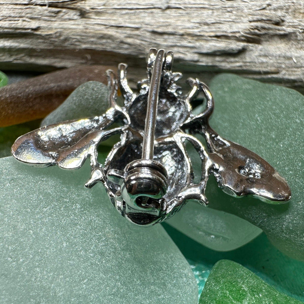 Realistic Bee Brooch in Sterling Silver