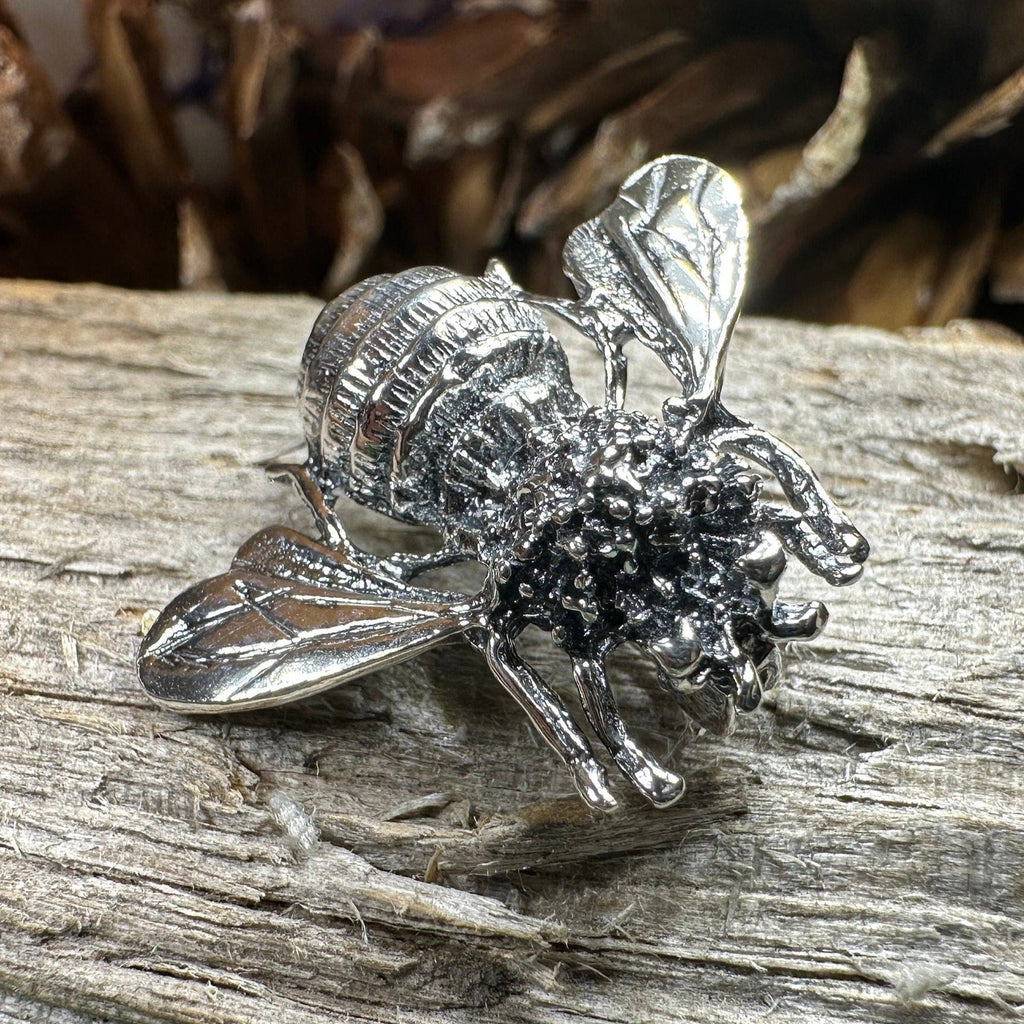Realistic Bee Brooch in Sterling Silver