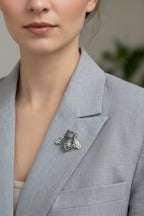 Realistic Bee Brooch in Sterling Silver