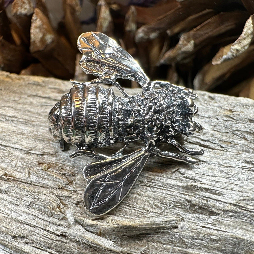 Realistic Bee Brooch in Sterling Silver