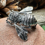 Realistic Bee Brooch in Sterling Silver