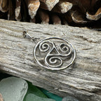 Orkney Celtic Triple Spiral Necklace in Sterling Silver