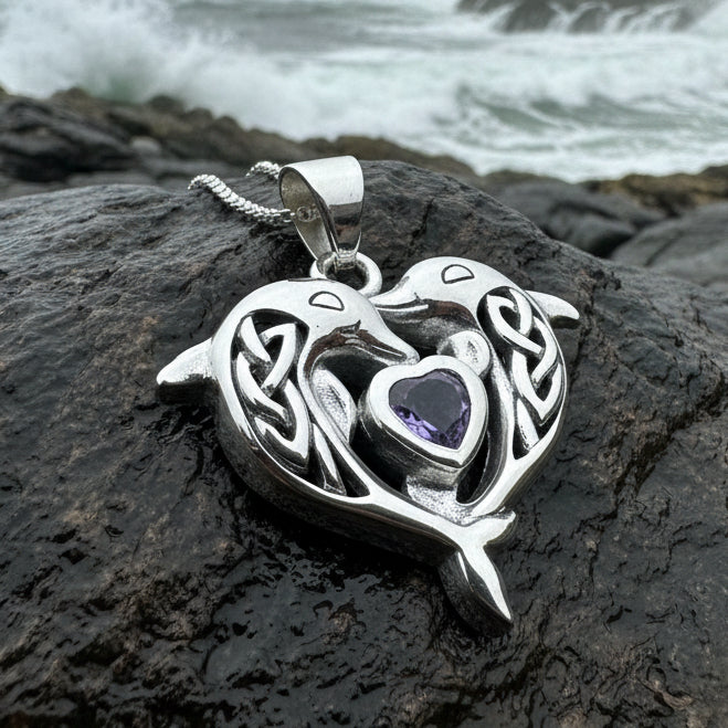 Hebrides Celtic Dolphin Necklace in Sterling Silver