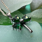 Emerald Irish Shamrock Necklace in Sterling Silver