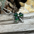 Emerald Irish Shamrock Necklace in Sterling Silver