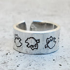 Ghost Cat Halloween Wide Open Back Band Ring