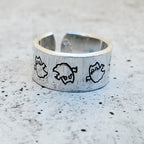 Ghost Cat Halloween Wide Open Back Band Ring