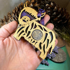 Tartan Highland Cow Lucky Sixpence Ornament