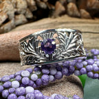 Rhoswen Scottish Thistle Band Ring in Sterling Silver