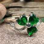 Emerald Irish Shamrock Ring in Sterling Silver