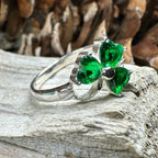 Emerald Irish Shamrock Ring in Sterling Silver