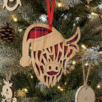 Tartan Santa Highland Cow Ornament
