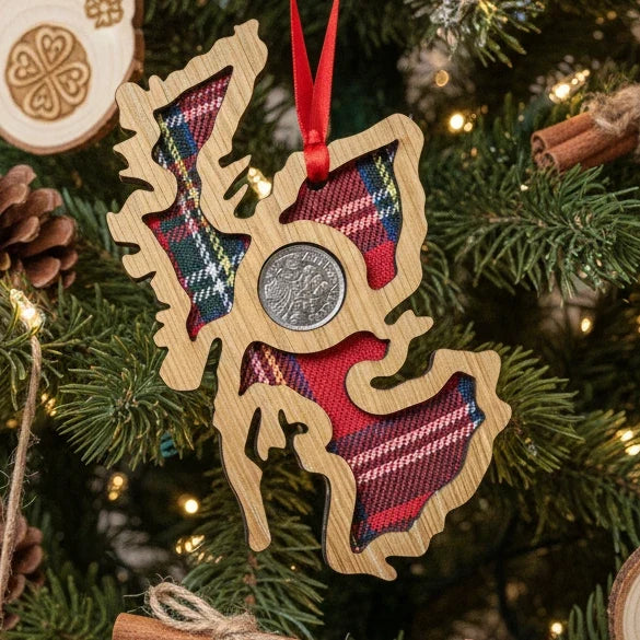 Scotland Map Lucky Sixpence Ornament