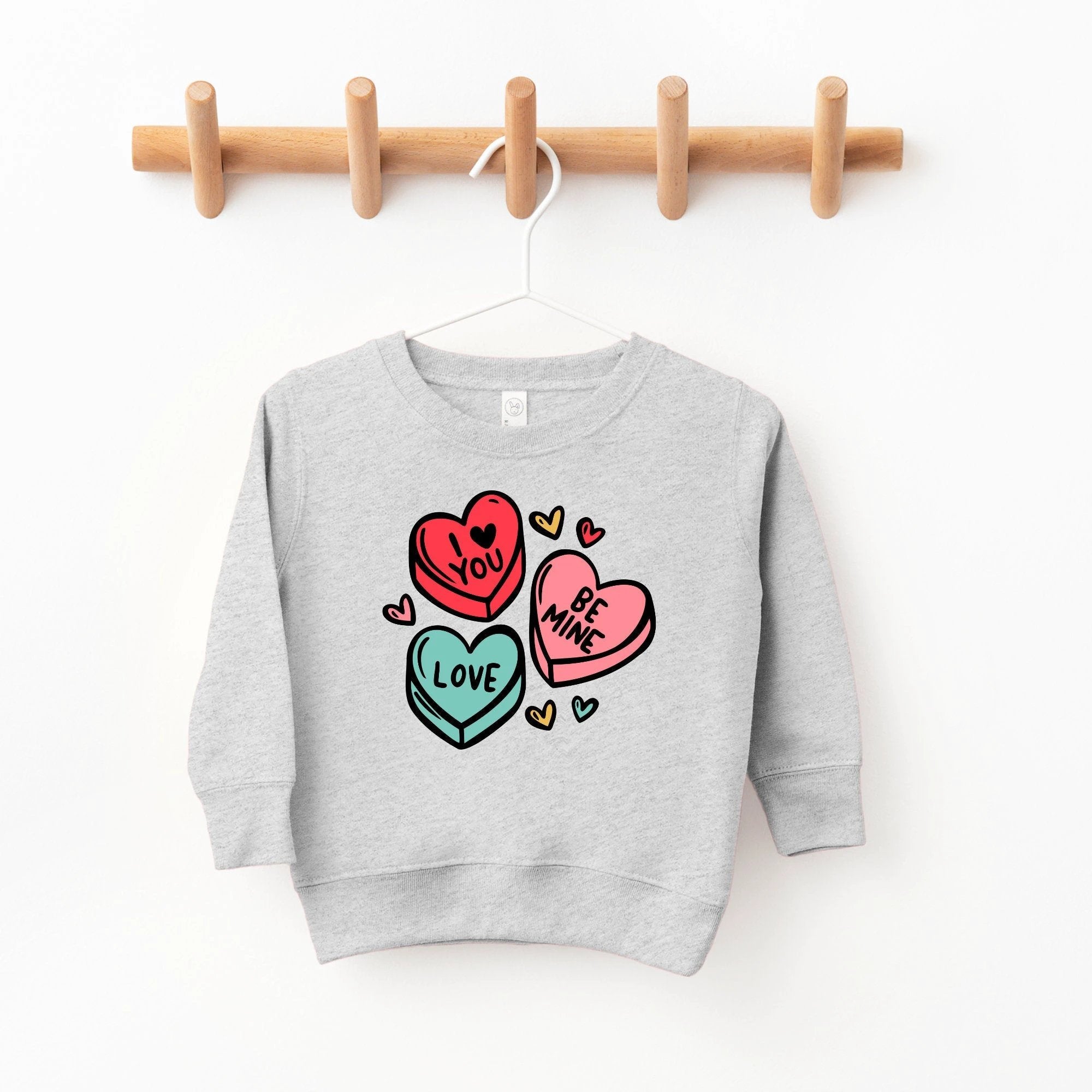 Candy Hearts toddler and youth Sweatshirt, Valentine's Day collection by Benny and Ray Apparel