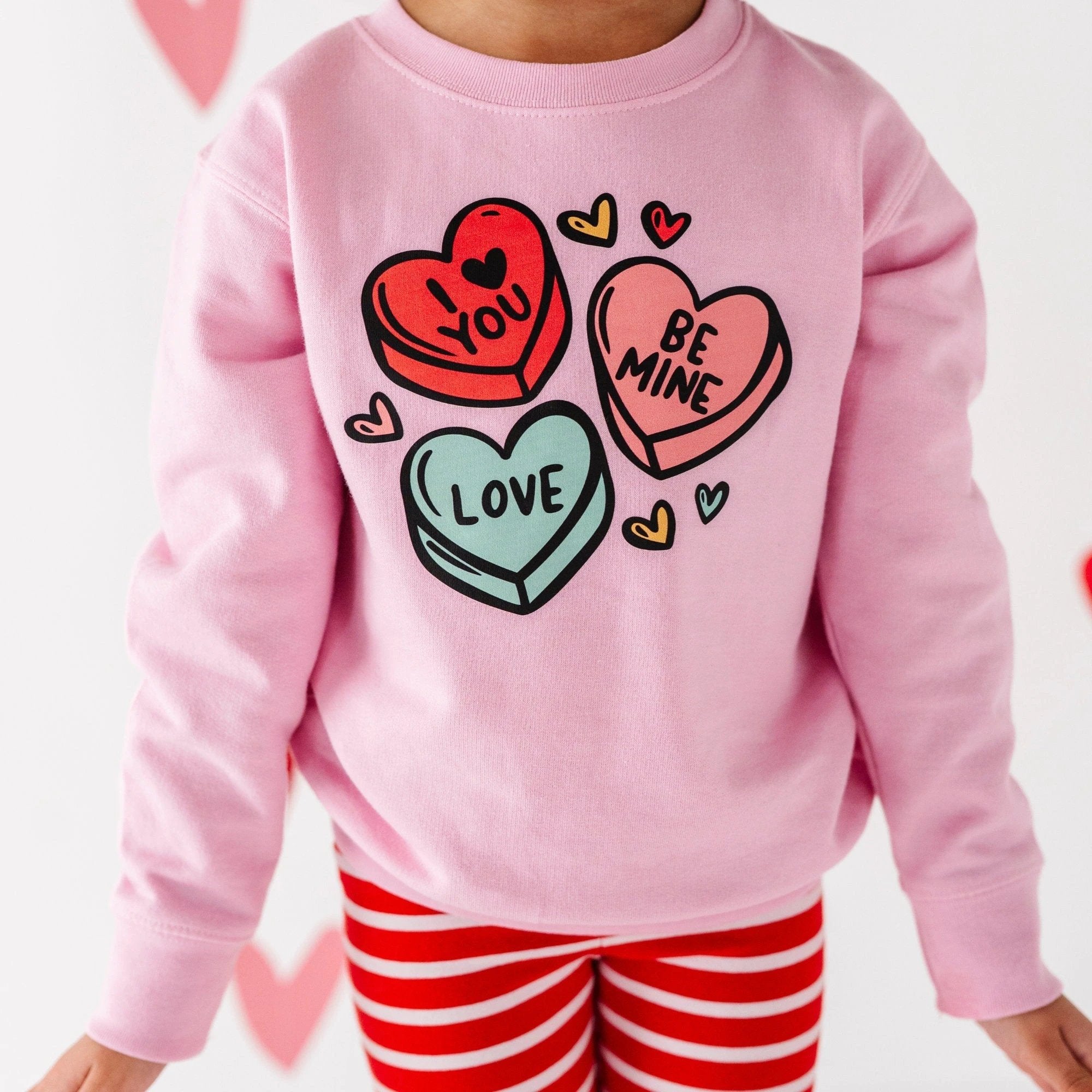 Candy Hearts toddler and youth Sweatshirt, Valentine's Day collection by Benny and Ray Apparel