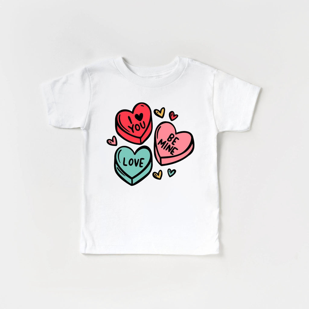 Candy Hearts toddler and youth tee shirt, Valentine's Day collection by Benny and Ray Apparel