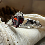 Garnet Claddagh Ring