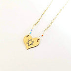 Dainty Star of David Gold Heart Necklace with Austrian Crystals by Salt Sparkle Shalom