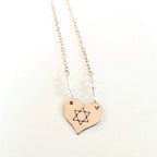 Dainty Star of David Gold Heart Necklace with Austrian Crystals by Salt Sparkle Shalom