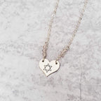 Dainty Star of David Gold Heart Necklace with Austrian Crystals by Salt Sparkle Shalom