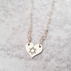 Dainty Star of David Gold Heart Necklace with Austrian Crystals by Salt Sparkle Shalom
