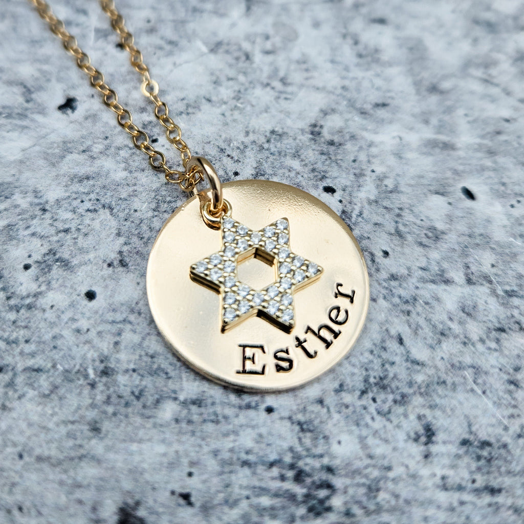 Crystal Magen David Personalized Name Necklace