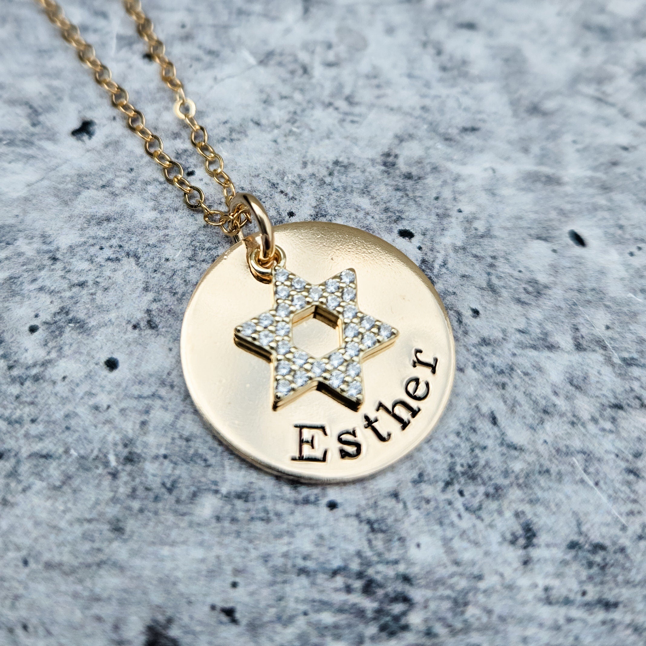Crystal Magen David Personalized Name Necklace